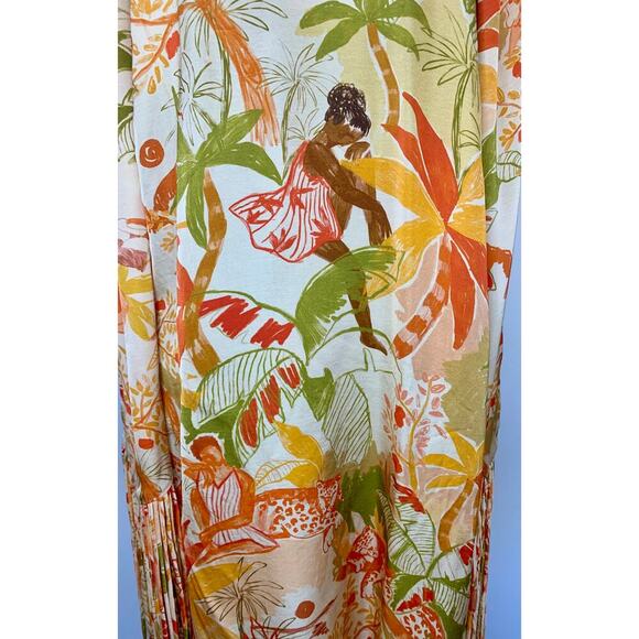 Farm Rio Leopard Forest Sand Mini Dress Multicolor Medium Halter Fringe Hem - Picture 7 of 9